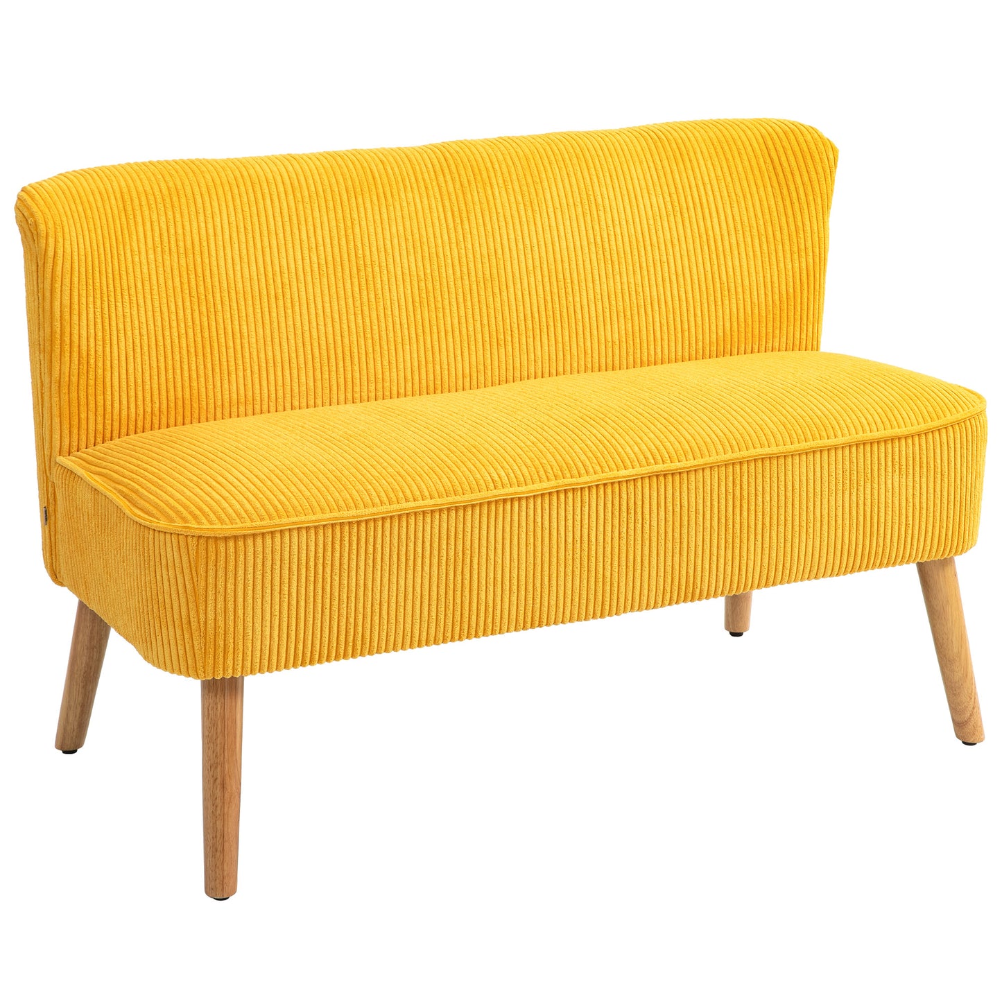 HOMCOM 2-Sitzer Sofa Polstersofa Doppelsofa Zweisitzer Sofa Cordartiges Polyester Schaumstoff für Wohnzimmer, Schlafzimmer 117 x 56,5 x 77 cm Gelb   Aosom