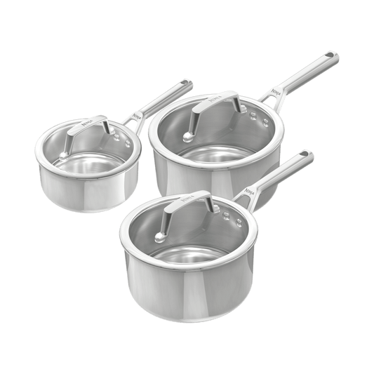 Ninja EverClad 3-teiliges Topf-Set aus Edelstahl mit Deckel | C93003EUI | von SharkNinja
