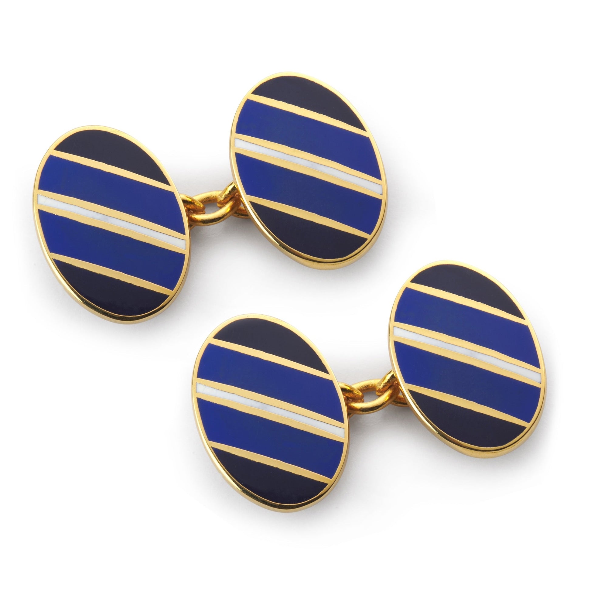 Stripe Chain Cufflinks In Blue And White