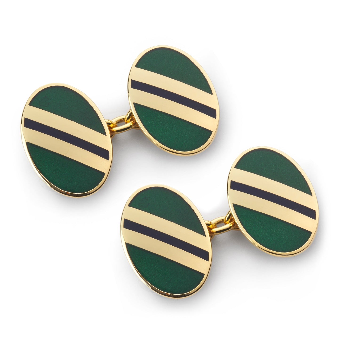 Stripe Chain Cufflinks In Green And Navy