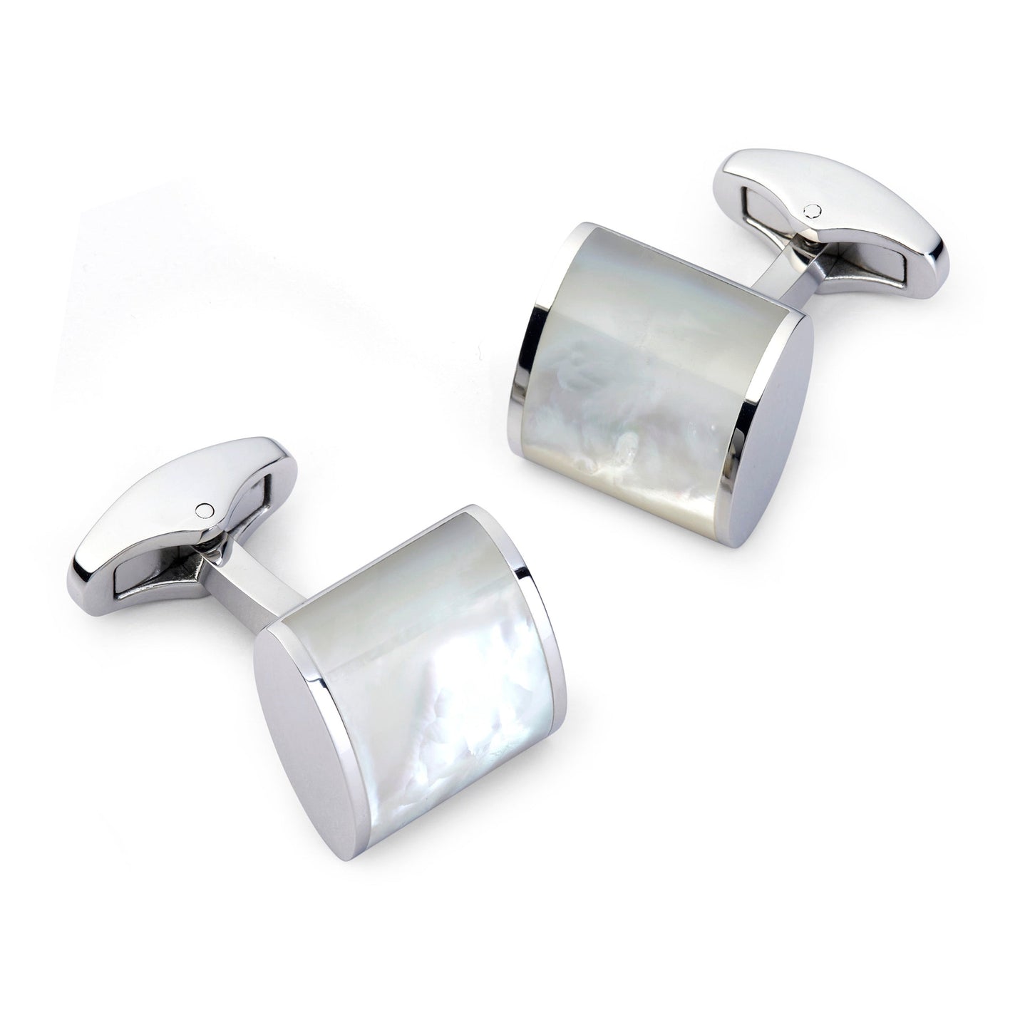 Neo Mother Of Pearl Cufflinks In Silver