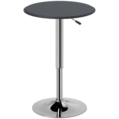 HOMCOM Bartisch Esstisch Stehtisch Tresentisch, Küchentisch für Wohnzimmer, Esszimmer, Chromstahl, Kunstleder, Schwarz, Ø63 x 67- 93 cm   Aosom