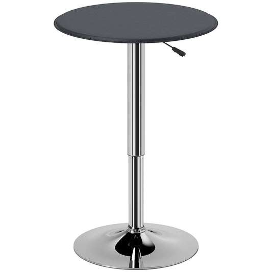 HOMCOM Bartisch Esstisch Stehtisch Tresentisch, Küchentisch für Wohnzimmer, Esszimmer, Chromstahl, Kunstleder, Schwarz, Ø63 x 67- 93 cm   Aosom
