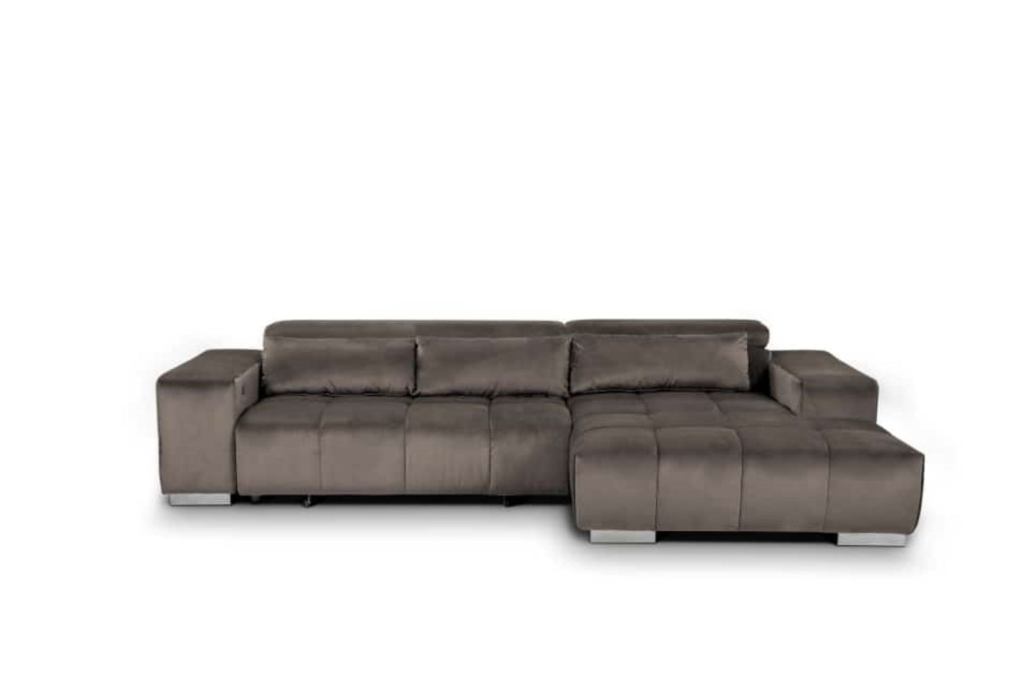 Cotta Sofa Orion – Modernes Komfortsofa Farbe Silber mit Elektronischem Sitzvorschub und Verstellbaren Kopflehnen