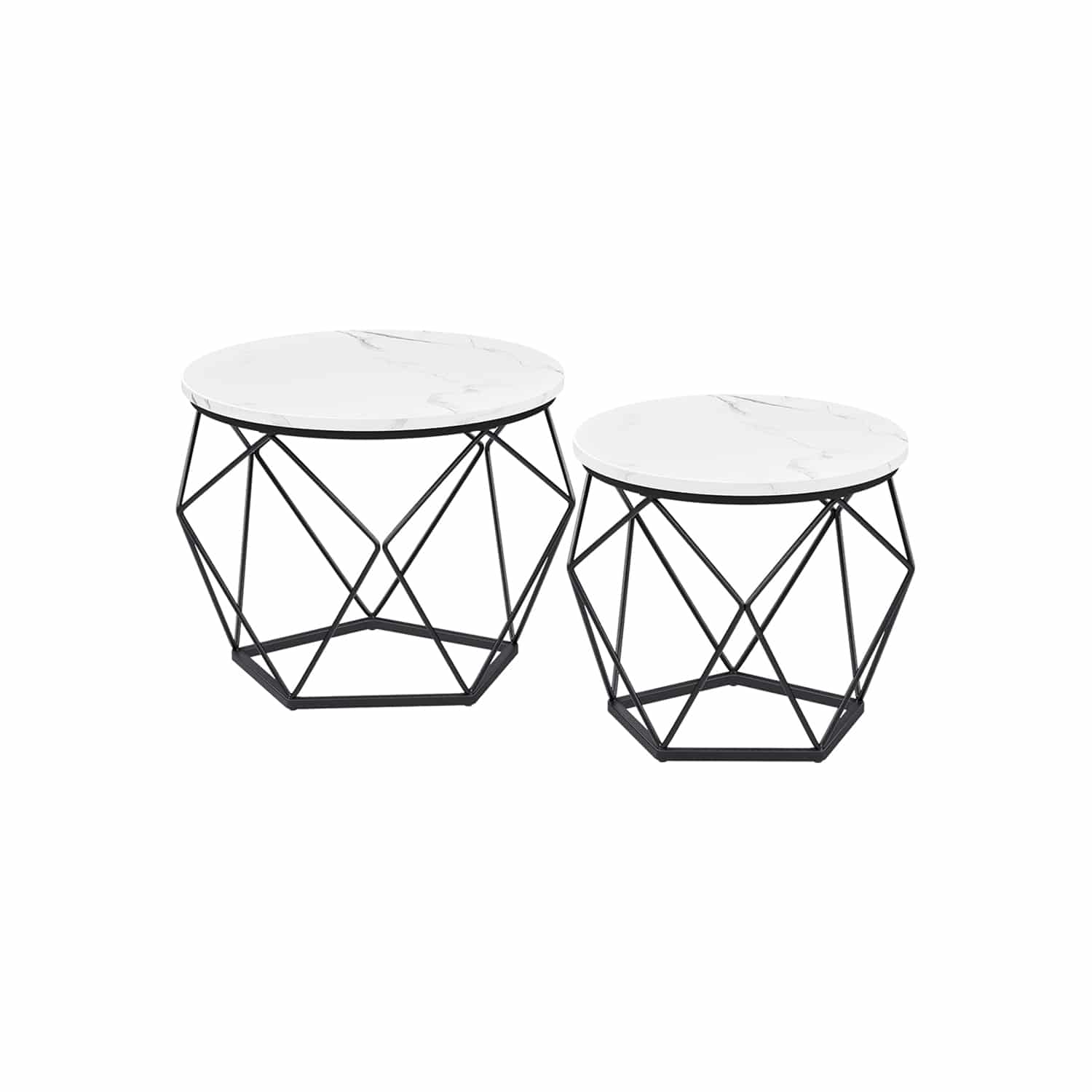 Couchtisch-Set weiß-schwarz 2 Stück