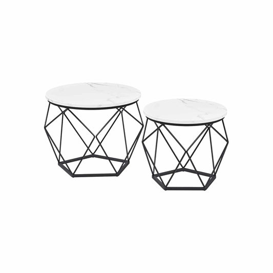 Couchtisch-Set weiß-schwarz 2 Stück