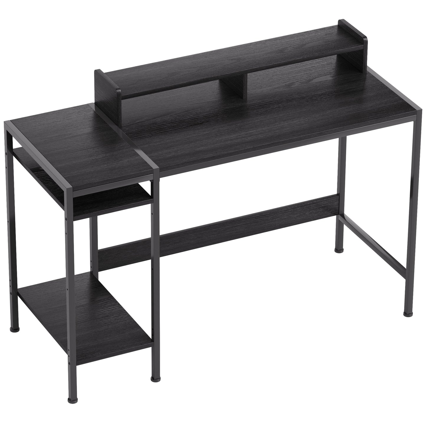 HOMCOM Schreibtisch PC mit Wendbarem Regal, Computer-Schreibtisch mit Monitorständer und 2 verstellbaren Regalen, Moderner Holz- und Stahlschreibtisch, 120x48x85,5 cm, Schwarz   Aosom