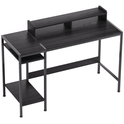 HOMCOM Schreibtisch PC mit Wendbarem Regal, Computer-Schreibtisch mit Monitorständer und 2 verstellbaren Regalen, Moderner Holz- und Stahlschreibtisch, 120x48x85,5 cm, Schwarz   Aosom