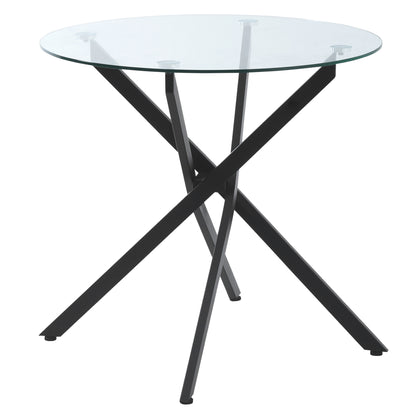 HOMCOM Couchtisch runder Glastisch Schwarz Beistelltisch mit Sicherheitsglas & Metallgestell 80x80x75 cm modern & stilvoll   Aosom.de