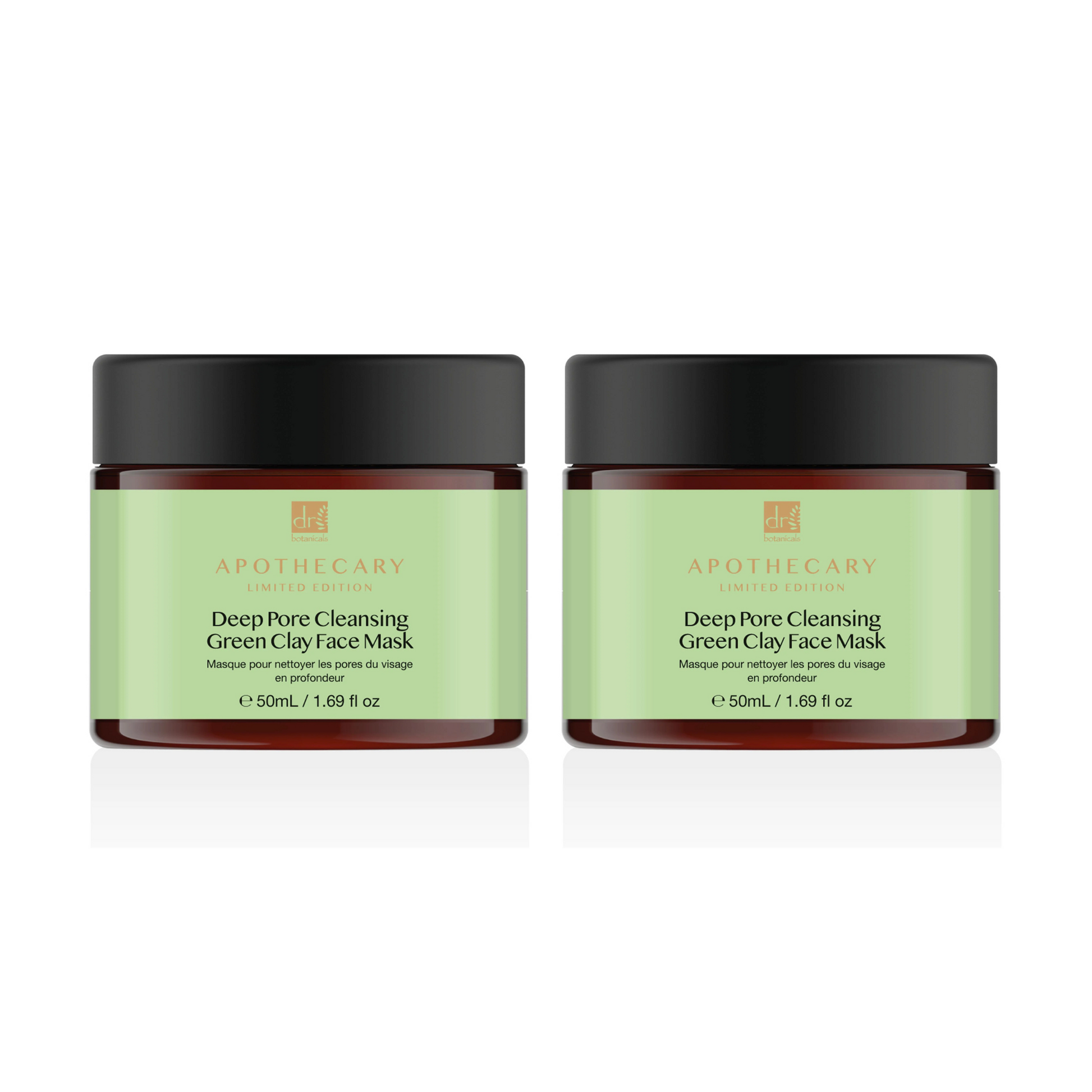 Dr Botanicals Deep Pore Cleansing Green Clay Face Mask 50ml Twin Value Savings Pack