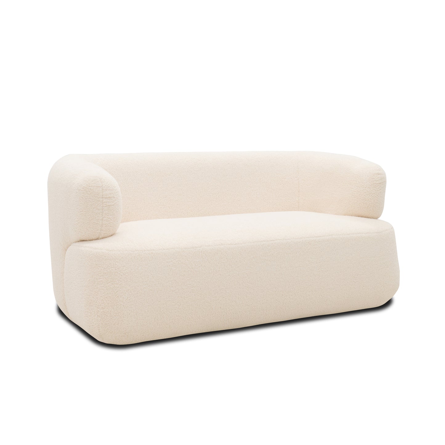 Sofa 800012, 2-Sitzer, 2er Couch, Teddy-Stoff, Polstersofa, 160 x 86 x 71 cm (BxTxH), Creme   Aosom.de