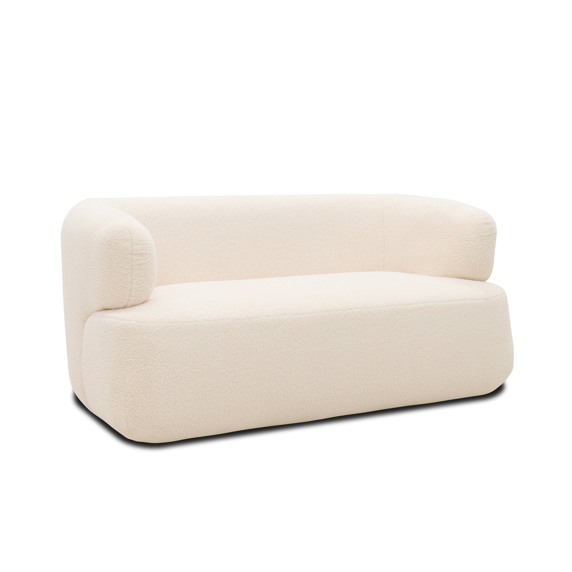 Sofa 800012, 2-Sitzer, 2er Couch, Teddy-Stoff, Polstersofa, 160 x 86 x 71 cm (BxTxH), Creme   Aosom.de