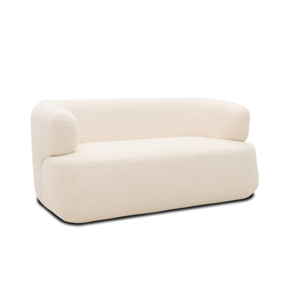 Sofa 800012, 2-Sitzer, 2er Couch, Teddy-Stoff, Polstersofa, 160 x 86 x 71 cm (BxTxH), Creme   Aosom.de