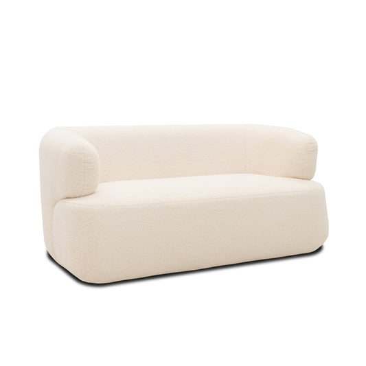 Sofa 800012, 2-Sitzer, 2er Couch, Teddy-Stoff, Polstersofa, 160 x 86 x 71 cm (BxTxH), Creme   Aosom.de