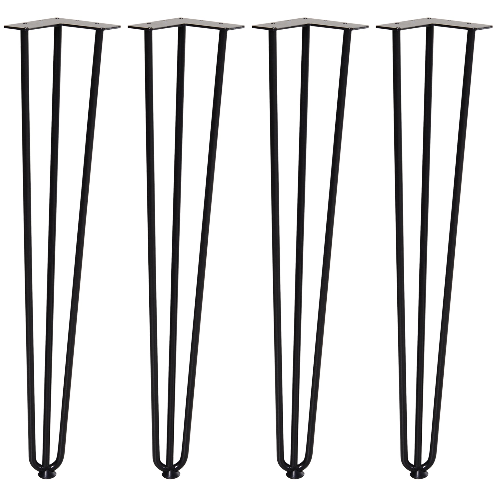 HOMCOM Tischbeine, 4er-Set Tischfüße, Möbelfüße aus Stahl Tischgestell mit Gabel-Design für Couchtisch, Esstisch, Schwarz, 12 x 12 x 72 cm   Aosom