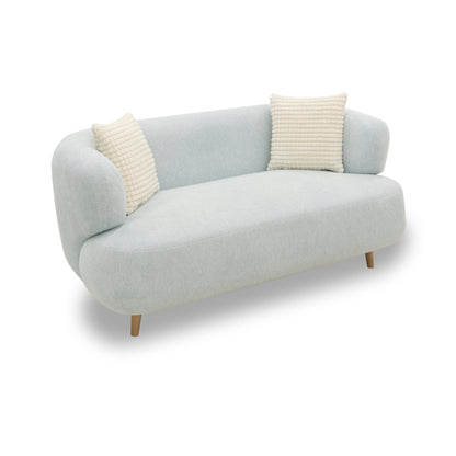 Sofa 800014, 2-Sitzer, runde Ecken, Holzfüße Eiche, 2er Couch, 86 x 73 x 160 cm (BxTxH), blau   Aosom