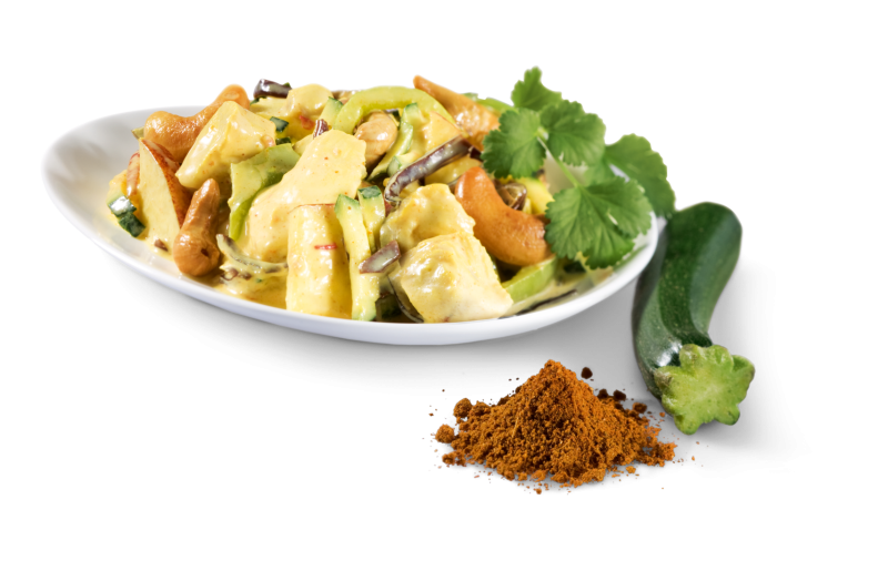 Huhn, Curry, Zucchini