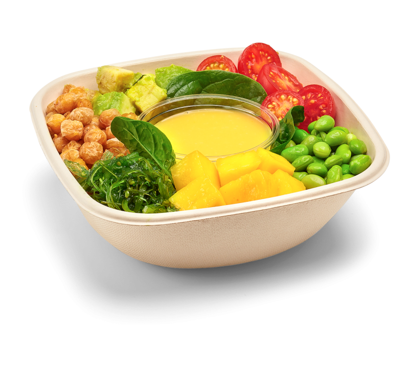 Vegane Bowl mit Passionsfruchtdressing
