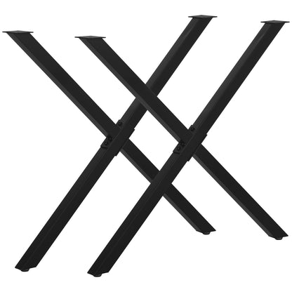 HOMCOM Tischbeine 2 Stück X-Form aus Stahl für Esstisch Schreibtisch Couchtisch Schwarz 72cm stabil und modern   Aosom.de