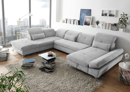 Wohnlandschaft Melfi von Ed Exciting Design – Modernes U-Form Sofa mit Schlaffunktion und Bettkasten