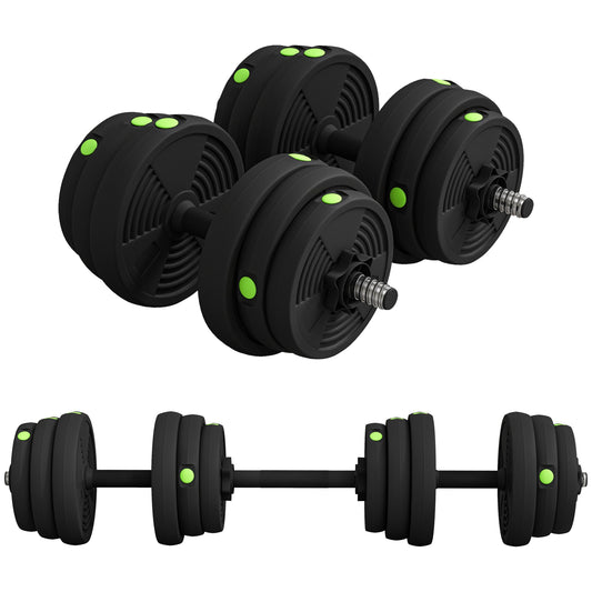 SPORTNOW 2-in-1 Hantel Set, 25 kg verstellbar Dumbbell Set mit 8 Hantelscheiben, bodenschonend für Krafttraining, Fitness, Gewichtheben, Schwarz   Aosom