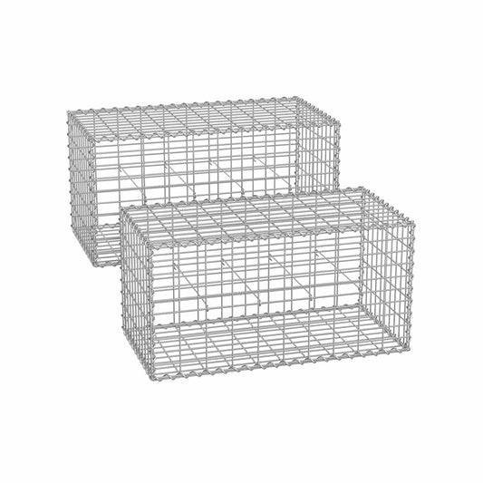 Drahtkorb 100 x 30 x 30 cm 2er Set silber