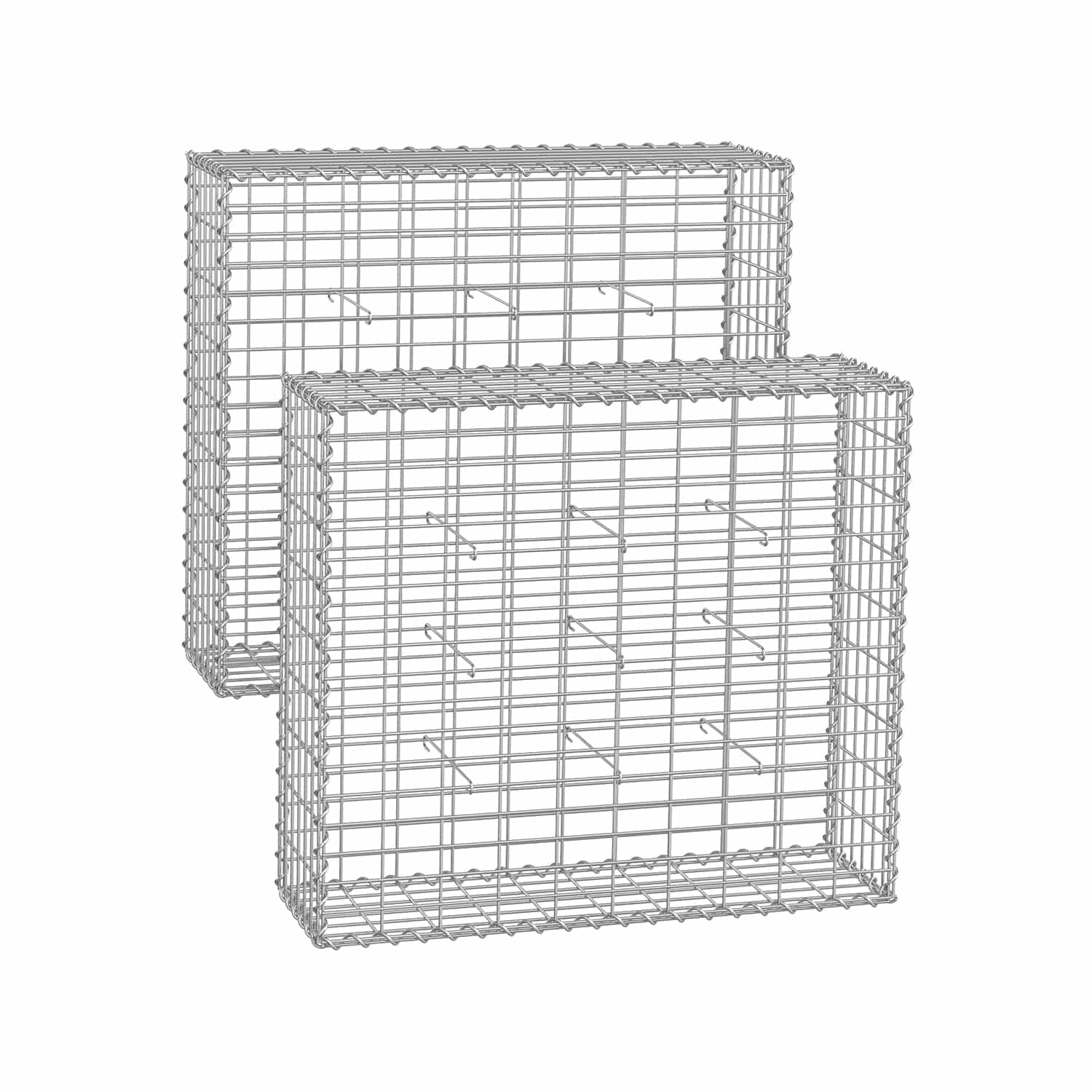 Drahtkorb mit 5 x 10 cm Maschenweite 2er Set silber