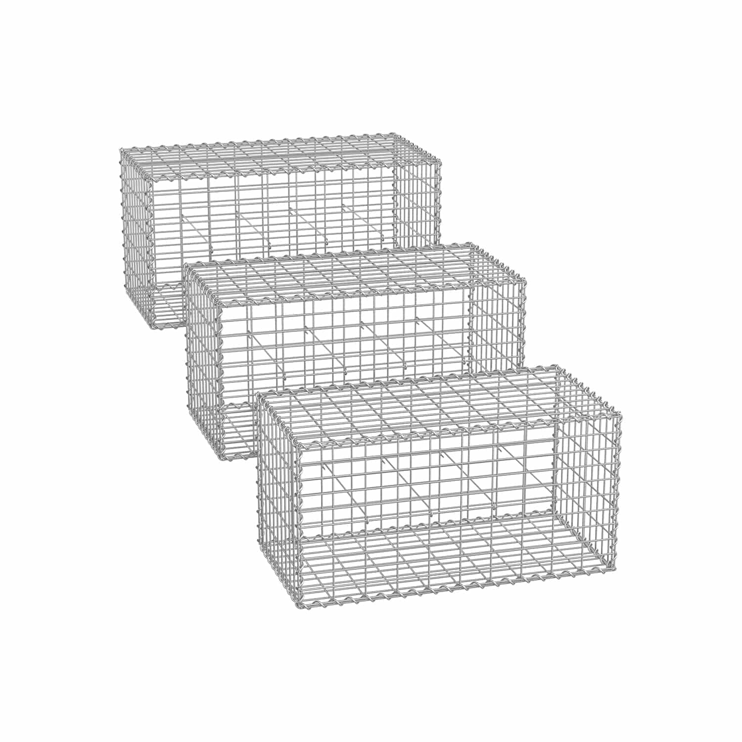 Drahtkorb mit 5 x 10 cm Maschenweite 3er Set silber