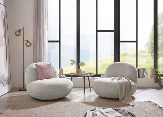 Drehsessel Chris ED Exciting Design Farbe Cream – Moderner Mikrofaser-Sessel mit Nosagfederung