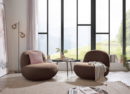 Drehsessel Chris ED Exciting Design Farbe Braun – Moderner Mikrofaser-Sessel mit Nosagfederung