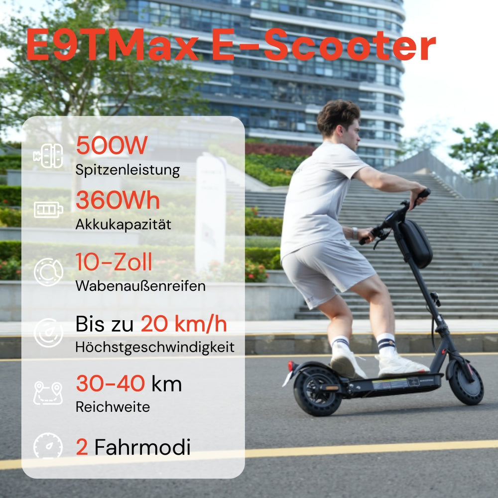 iScooter i9M Faltbarer E-Scooter für Pendler mit Straßenzulassung - E9TMax [500W 40 Km]