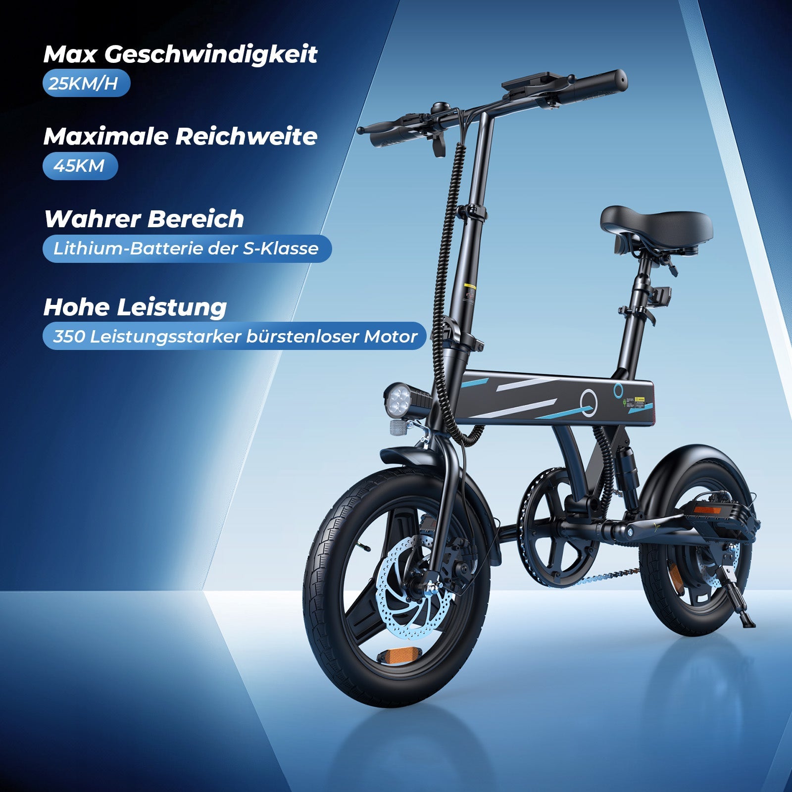 U1 City E-bike 350W für Erwachsene - EB1 Schwarz