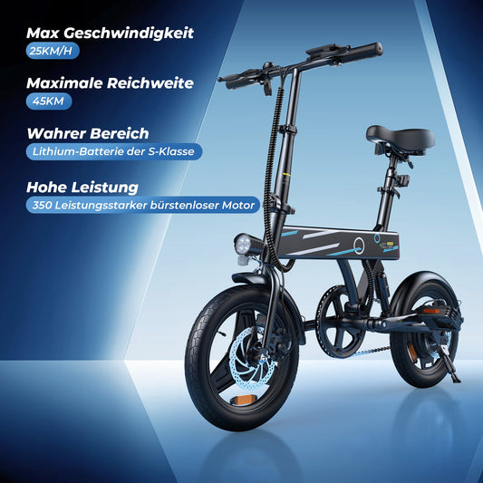 U1 City E-bike 350W für Erwachsene - EB1 Schwarz