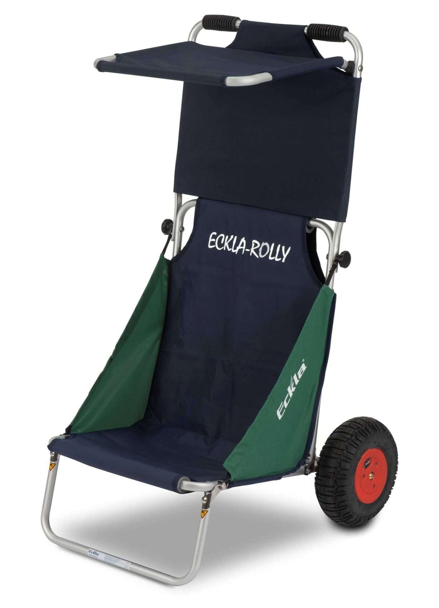 ECKLA Beach-Rolly® mit Sonnendach - Luftbereift, Blau/Grün