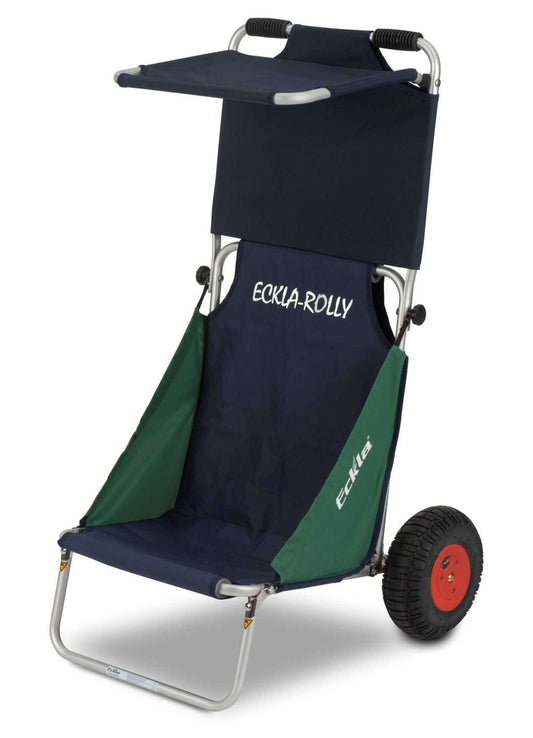 ECKLA Beach-Rolly® mit Sonnendach - Pannensicher, Blau/Grün
