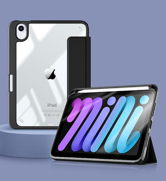 eSTUFF BOSTON Flip-Hülle für das Apple iPad Mini der 6. & 7. Generation 8,3" - Black/Clear