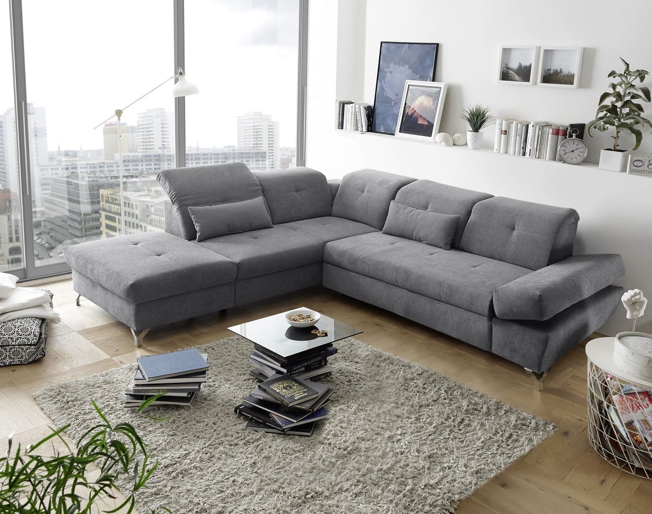 Ecksofa Melfi mit Schlaffunktion - Dark Grey – ED Exciting Design