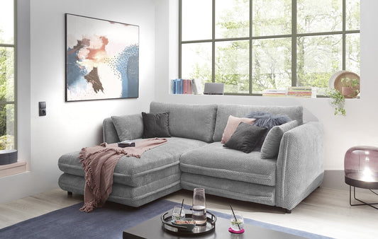 Kleines Ecksofa mit Schlaffunktion Stanley – Silver