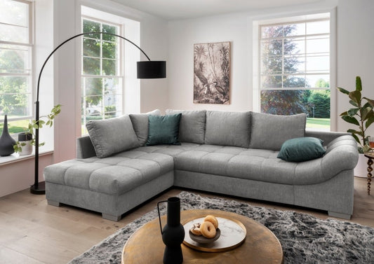 Ecksofa Alvito mit Schlaffunktion - Eleganter Mikrofaser Stoff in Verschiedenen Farben, von Benformato