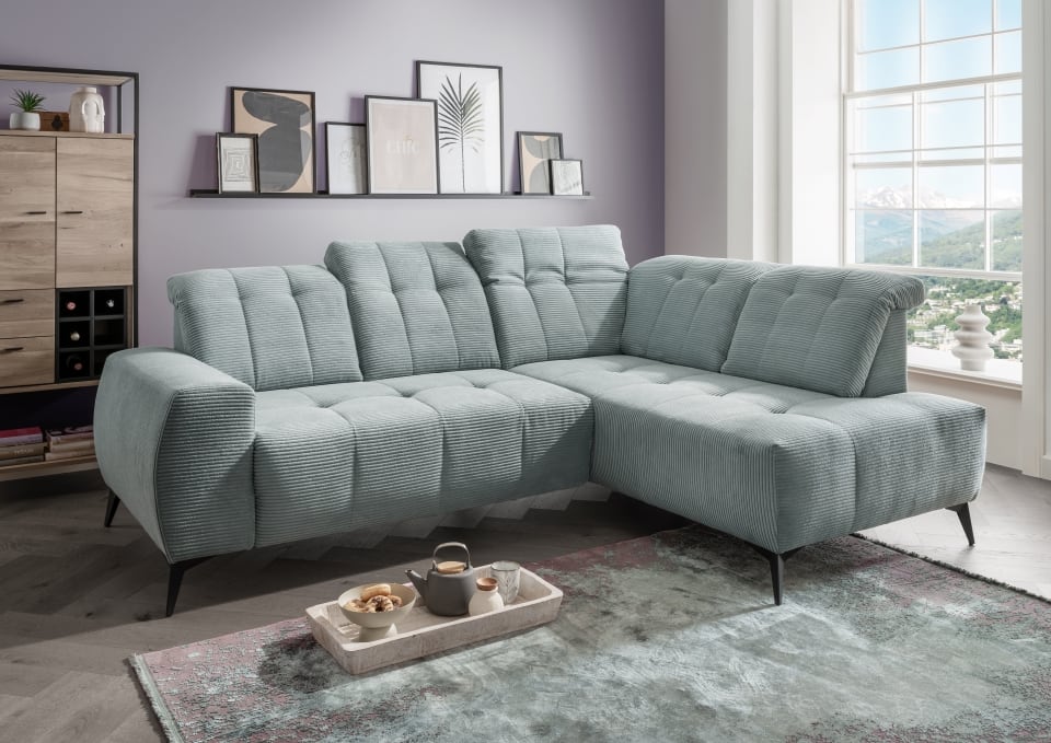 Ecksofa Sano von Benformato – Hochwertiges Breitcord-Sofa mit Elektrofunktion und verstellbaren Kopflehnen