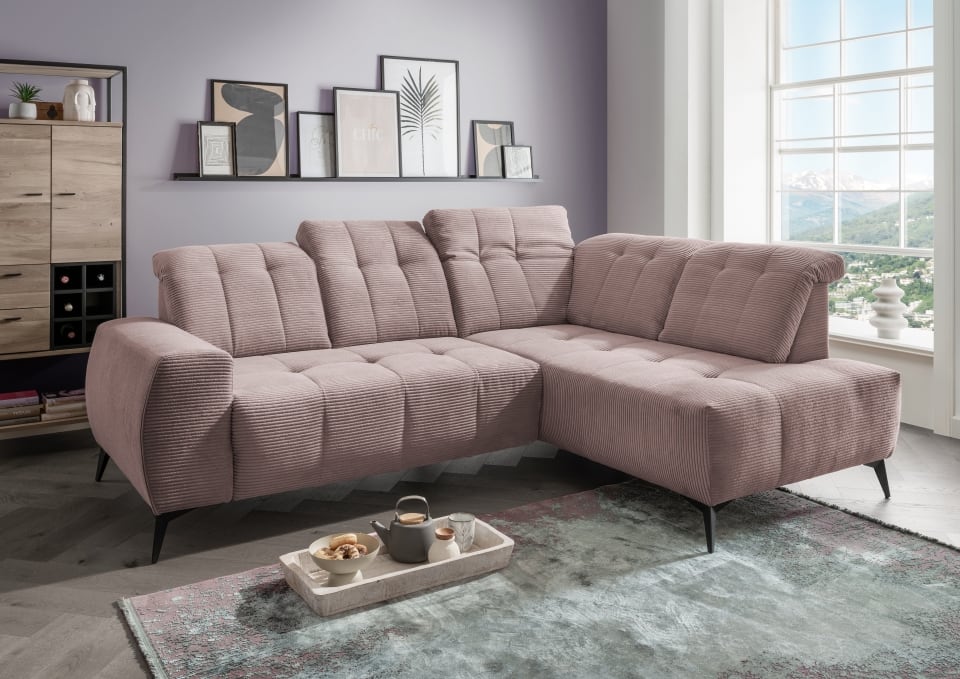 Ecksofa Sano von Benformato – Hochwertiges Breitcord-Sofa mit Elektrofunktion und verstellbaren Kopflehnen