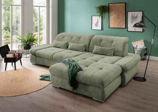 Multifunktionales Ecksofa Dalida mit Schlaffunktion, Sitztiefenverstellung und verstellbaren Kopfteilen von Benformato