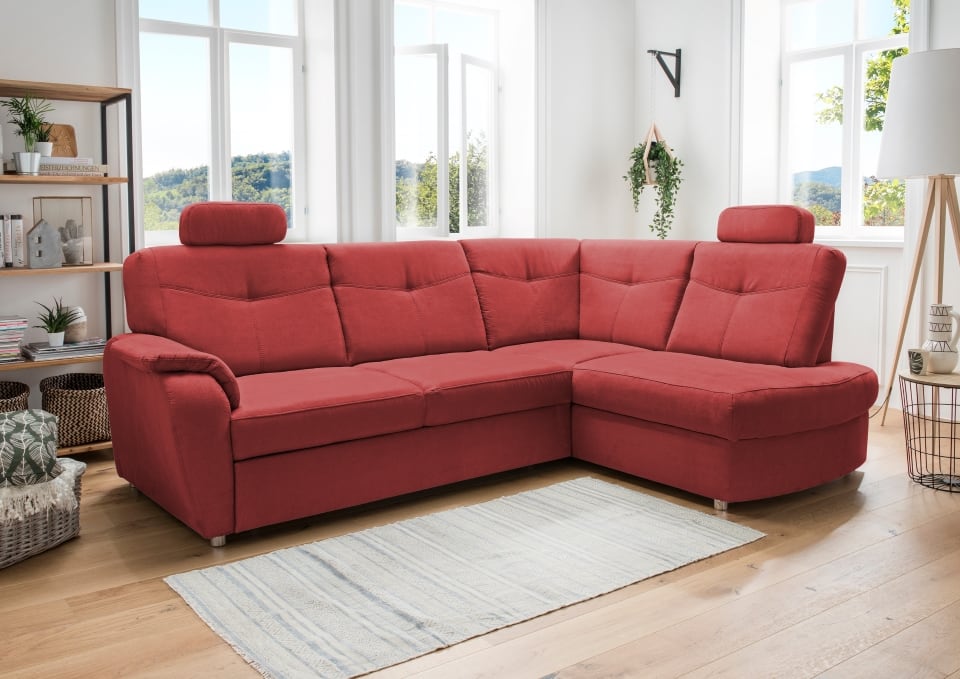 Stylisches Ecksofa Edna von Benformato mit Schlaffunktion und Bettkasten - Verschiedene Farben erhältlich