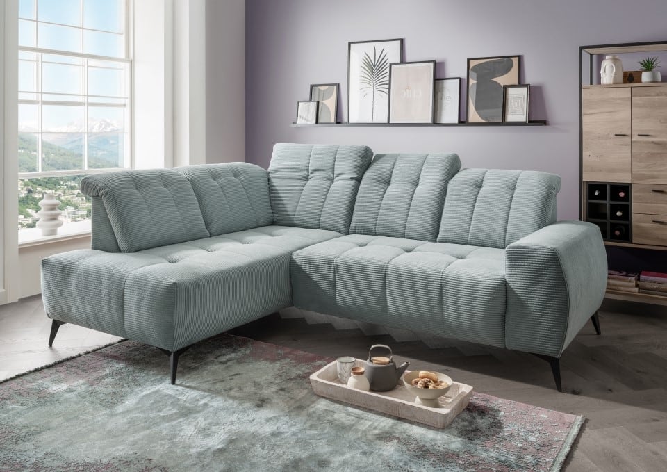 Ecksofa Sano von Benformato – Hochwertiges Breitcord-Sofa mit Elektrofunktion und verstellbaren Kopflehnen