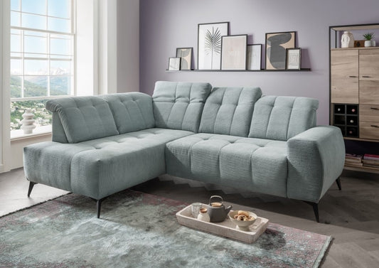 Ecksofa Sano von Benformato – Hochwertiges Breitcord-Sofa mit Elektrofunktion und verstellbaren Kopflehnen