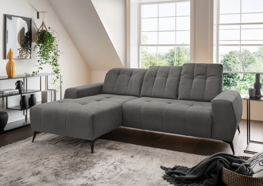 Ecksofa Sano von Benformato - Hochwertiges Cordsofa mit Elektrofunktion und verstellbaren Kopflehnen