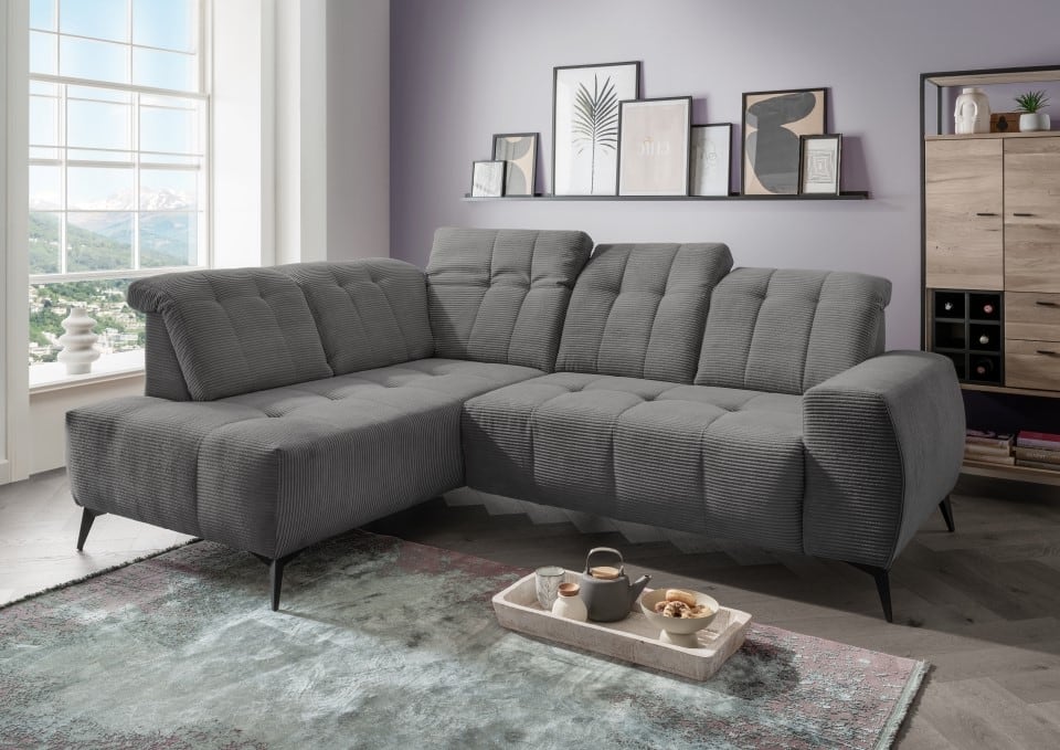 Ecksofa Sano von Benformato – Hochwertiges Breitcord-Sofa mit Elektrofunktion und verstellbaren Kopflehnen