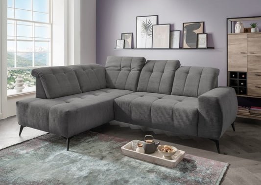 Ecksofa Sano von Benformato – Hochwertiges Breitcord-Sofa mit Elektrofunktion und verstellbaren Kopflehnen