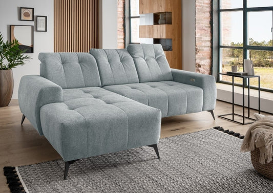 Ecksofa Sano von Benformato mit Elektrofunktion und verstellbaren Kopflehnen, bezogen mit hochwertigem Corto Stoff in wählbaren Farben