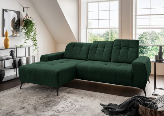 Ecksofa Sano von Benformato - Hochwertiges Cordsofa mit Elektrofunktion und verstellbaren Kopflehnen